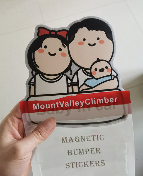 MountValleyClimber Vehicle Cartoon Reflective Warning Cute Magnetic Bumper Sticker