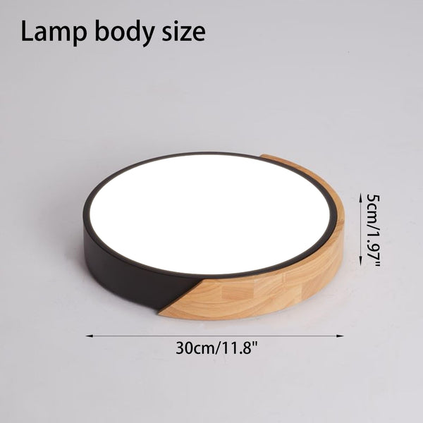 Led Deckenlampe Holz 24W Runde Ø30cm,Weißes Licht 6500K Deckenleuchte,Schwarz Led Lampen Deckenlampen für Wohnzimmer Schlafzimmer Küche Restaurant Badezimmer Büro Balkon Flur Keller