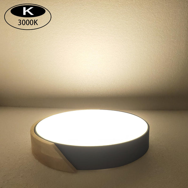 LED Holz Deckenleuchten,24W Dünne Flache Moderne Unterputzleuchte,Deckenbeleuchtung Lampen für Esszimmer Flur Wohnzimmer Küche Schlafzimmer,Warmweiß,3000K,Ø30cm*5cm