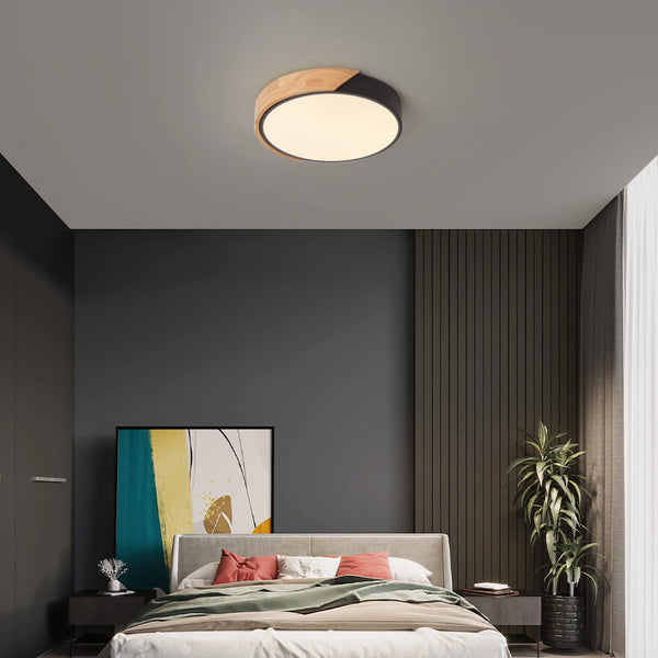 LED Holz Deckenleuchten,24W Dünne Flache Moderne Unterputzleuchte,Deckenbeleuchtung Lampen für Esszimmer Flur Wohnzimmer Küche Schlafzimmer,Warmweiß,3000K,Ø30cm*5cm