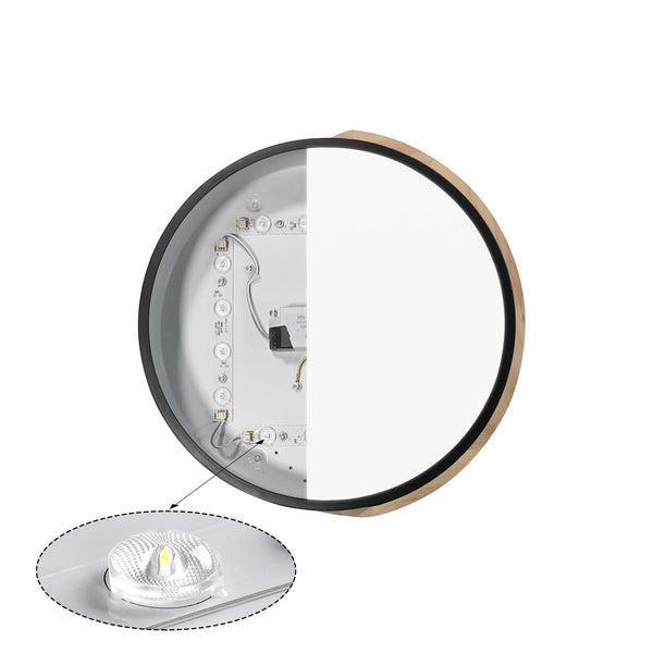 Led Deckenlampe Holz 24W Runde Ø30cm,Weißes Licht 6500K Deckenleuchte,Schwarz Led Lampen Deckenlampen für Wohnzimmer Schlafzimmer Küche Restaurant Badezimmer Büro Balkon Flur Keller