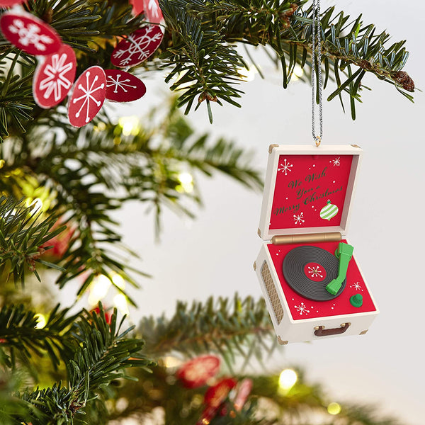 Cheerful Design Christmas Ornament 2020, Mini Rockin' Little Record Player, Musical, 2.53"