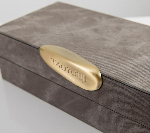 TAOYOUJI Fabric Jewelry Box, Storage Jewelry Box with Lockable Lid, Ideal for Rings, Necklaces, Bracelets, Earrings