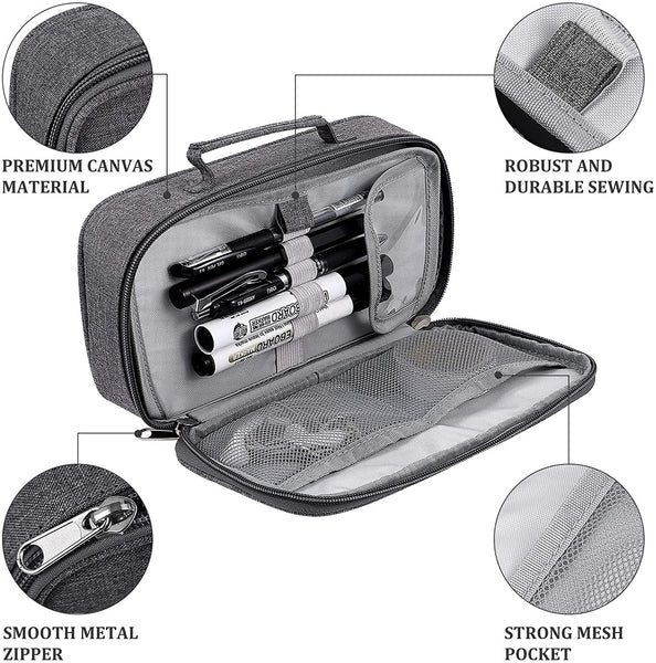 OIAOIW Pencil Pouch Big Capacity Pencil Box Portable Stationery Organizer with Zipper Pencil Case for School & Office Supplies(Gray)