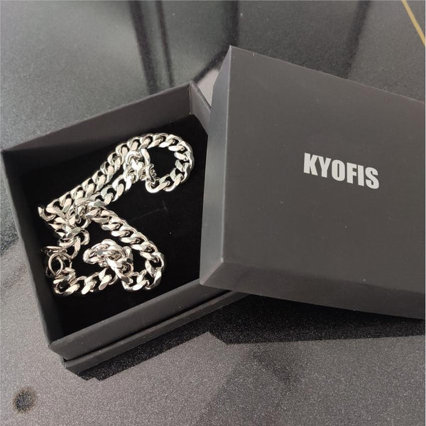 KYOFIS Metal Neck Chain for Women and Man, Thick Neck Chain for Clothes Decoration, Suitable for hip-hop Style