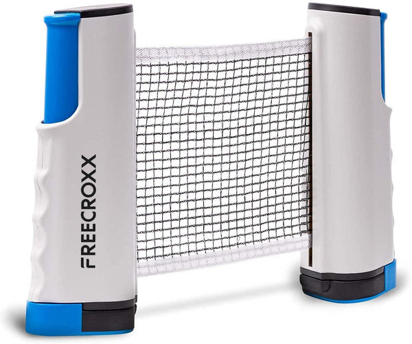 FREECROXX Retractable Portable Table Tennis Net and Post Set - Table Tennis Net for Any Table - Adjustable Length Net Stretches to Any Table Up to 2 Inches - Indoor & Outdoor Table Tennis Net