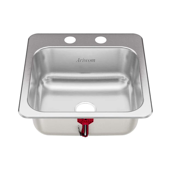 Ariwom Stainless Steel, Essentials All-in-One Kit 15 x 6-inch Deep Drop-in Bar or Utility Sink in Satin, FBFS602NKIT, Size