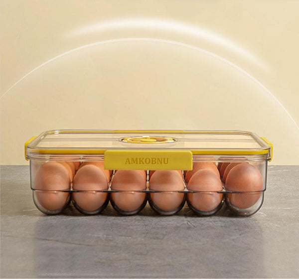 AMKOBNU Egg Container for Kitchen Use, Refrigerator Egg Rack Storage Box, Hold 18 Eggs, Egg Storage Container