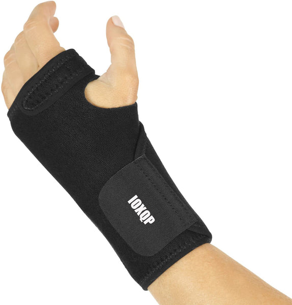 IOXQP Wrist Brace - Carpal Tunnel Hand Compression Support Wrap for Men, Women, Tendinitis, Bowling, Sports Injuries Pain Relief - Removable Splint - Universal Ergonomic Fit (Black, Left)