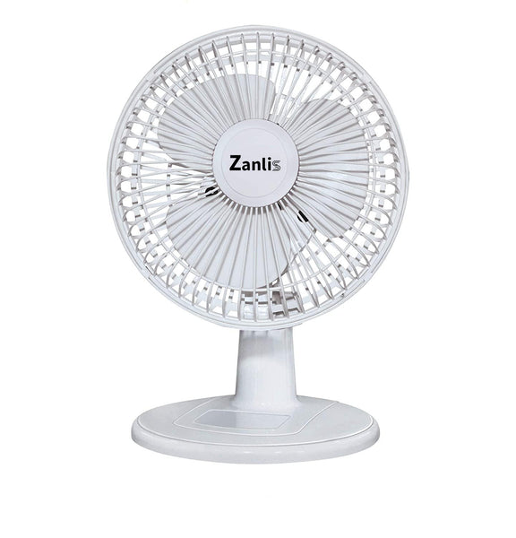 Zanlis 6-inch Quiet Portable Indoor 2-Speed Desk Electric Fan with Stable Base and Adjustable Tilt, White