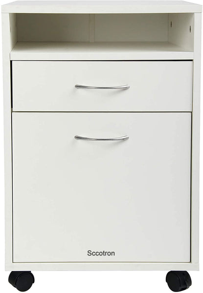 Sccotron File Cabinet with 1 Drawer Storage Door Shelf Casters, Wood File Mobile Pedestal Organizer Space Saver for Document Letter Home Office Study