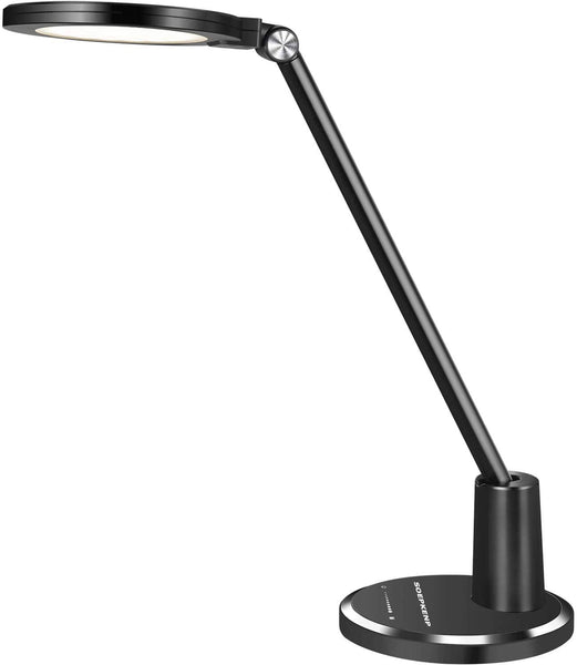 SOEPKENP LED Desk Lamp, Eye-Caring Desk Light,Home Office Lamp,Adjustable Table Lamps with 10 Brightness Levels and 5 Lighting Modes,Touch-Sensitive Control,Blue Light Filter,10W Reading Lamp,Black