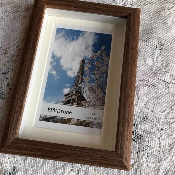 FPVDrone Picture Frames, Wooden Photo Frames for Vertical Tabletop Display, Brown, 1 Pack, 4 x 6 inchs