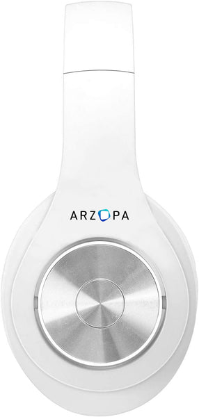 Bluetooth Headphones Wireless,ARZOPA Over Ear Stereo Wireless Headset 35H Playtime with deep bass, Soft Memory-Protein Earmuffs, Built-in Mic Wired Mode PC/Cell Phones/TV-White
