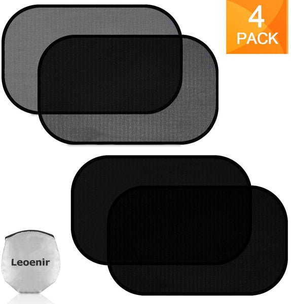Leoenir Car Window Shade Car Sun Shade for Baby - 21" x 14" Side Window Sunshades - Sun, Glare and UV Rays Protection for Your Child - Fits Most of Cars (2 Pack Semi Transparent +2 Pack Transparent)