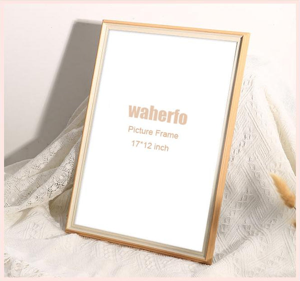 waherfo Picture Frame 12x17 Inch, Vintage Photo Frame, Retro Landscape Portrait Poster Frame, Standing or Wall Mountable