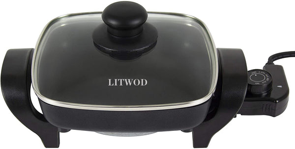 LITWOD, Black, ES-08, Electric Skillet, 8 inch, 800 watts