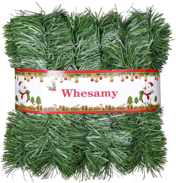 Whesamy 50 Ft Christmas Garland, Artificial Greenery Garland Soft Garland for Holiday Wedding Party,Stairs,Fireplaces Decoration for Outdoor or Indoor Use