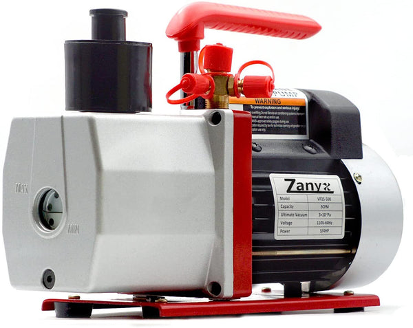 Zanyx 2-Stage Air Vacuum Pump 5CFM 3/4HP 0.3 Pa for HVAC/AUTO AC Refrigerant Recharging, Degassing Wine, Milking Cow, Food Processing