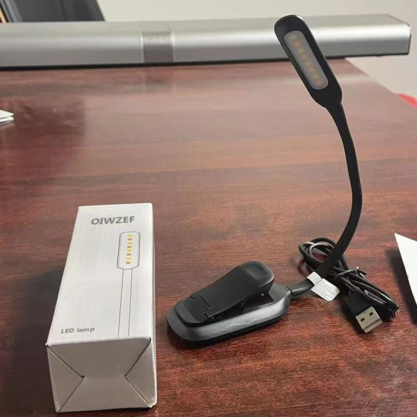 OIWZEF LED Lamp, Clip-On LED Lamp, Eye-Caring LED Lamp With Natural Light Protects Eyes, Dimmable Office Lamp, Reading Lamp, Black