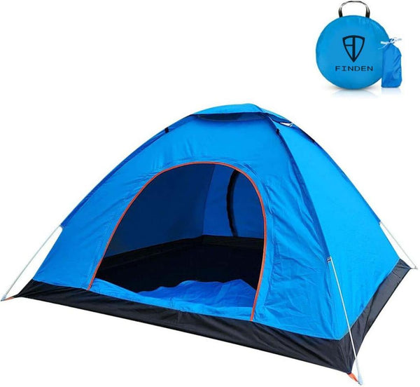 FINDEN Camping Tent with Carry Bag, Lightweight Waterproof Dome Automatic Pop-Up Outdoor Sports Tent Sunscreen for Beach, Traveling, Hiking, Camping, Hunting – Blue