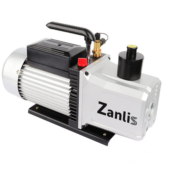 Zanlis Vacuum Pump Refrigerant Conditioning Rotary Vane 110V Air Tool Degassing 60Hz Durable and Reliable Deep Pump Manifold Gauge Wine Degassing or Epoxy Air Tool