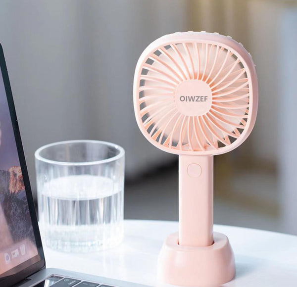 OIWZEF Handheld Portable Electric Fan,  Hand Held Fan with USB Rechargeable Battery, Mini Personal Desk Table Fan with Base, Especially for Women Girls Kids Outdoor