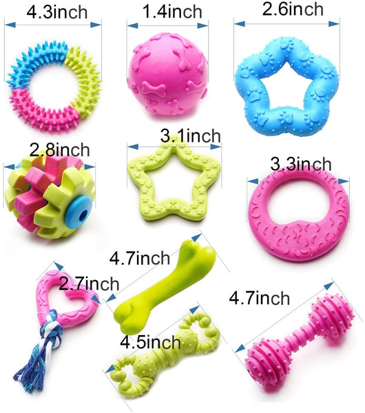 GARSIKA 17 Packs Durable Pet Puppy Dog Chew Toys Set Puppy Teething Ball Toys Puppy Rope Dog Tug Toy Safety Design