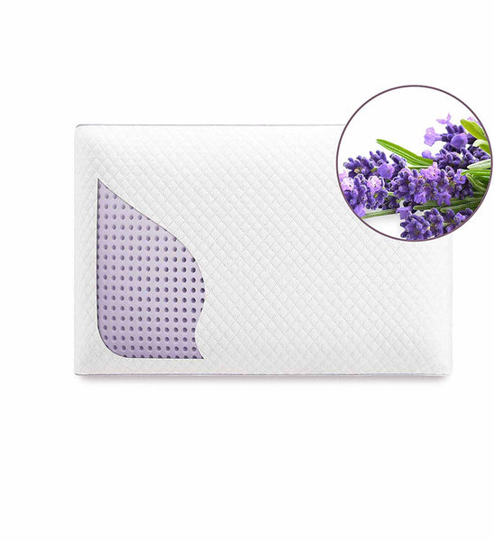 DGC BioSense Lavender Infused Aromatherapy Scented Memory Foam Pillow – Calming and Soothing Soft Lavender Scent – Standard/Queen