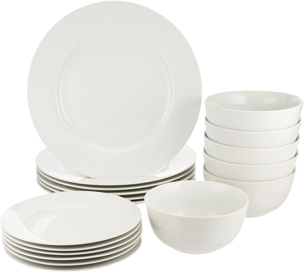 MYSQIHO 18-Piece Kitchen Dinnerware Set, Dishes, Bowls, Service for 6, White