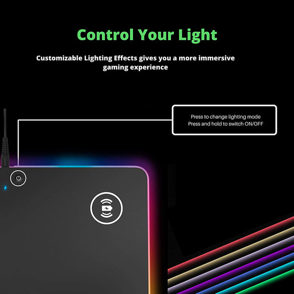 LOZIMU Gaming Mouse Pad Non-Slip Rubber Base Mouse Mat Adjustable Brightness and Wireless Charging for Laptop Computer PC Games (13.9 x 10 inch)