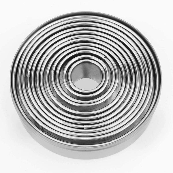 Kolikoki 12 Pieces Round Cookie Biscuit Cutter Set,Graduated Circle Pastry Cutters,18/8 Stainless Steel Cookie Cutters And Donut Cutter Ring Molds