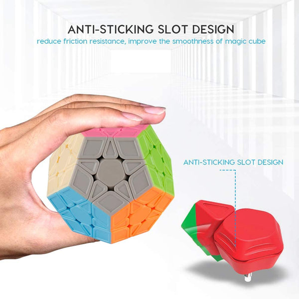 LODAMI Cube Sculpted Stickerless 3x3 Pentagonal Dodecahedron Speed Cube Puzzle Toy