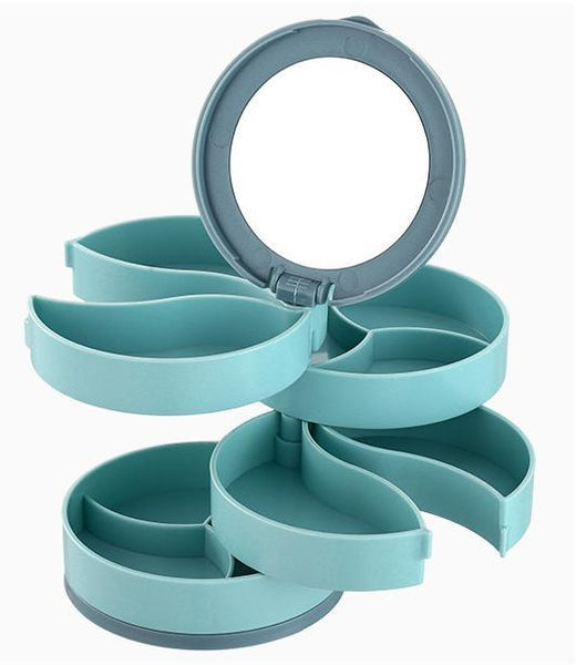 TAOYOUJI Jewelry Case, 360 ° Rotating Jewelry Storage Box for Bracelets Earrings Necklaces Rings