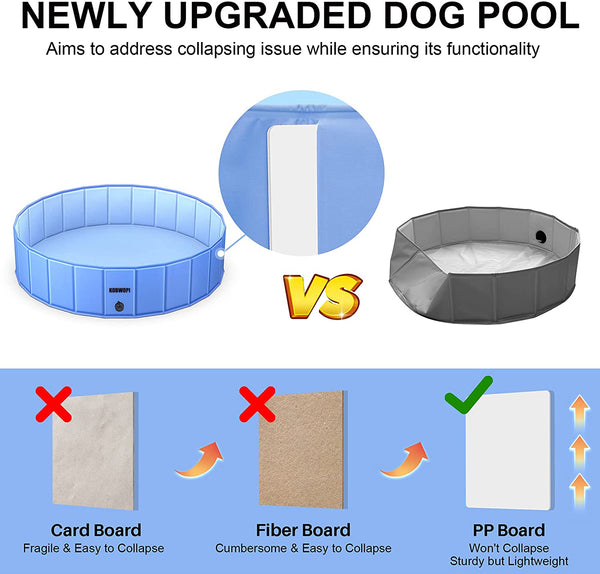 KOBWOPI Foldable Dog Pool & Kiddie Pool - [2021 Upgraded Version] Portable Dog Swimming Pool & Collapsible Kids Swimming Pool for Small Large Dogs Kids and Duck for Outside
