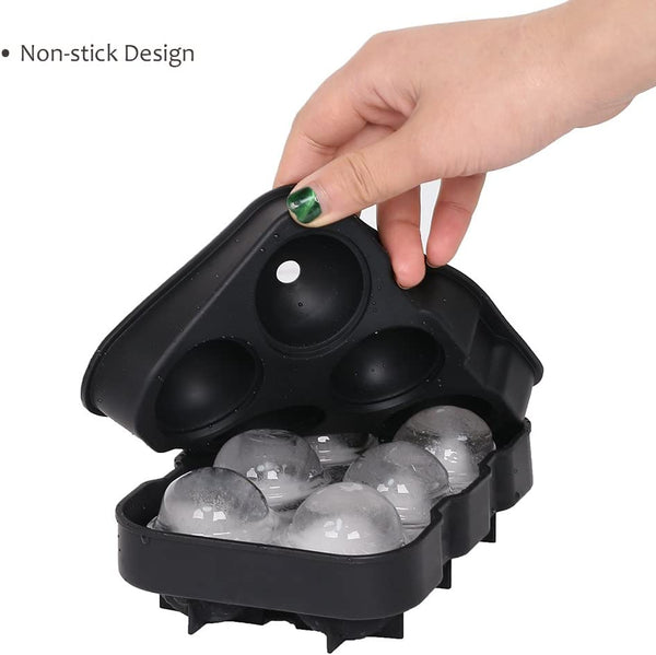 XAKLIPI Ice Cube Trays (Set of 2), Silicone Sphere Whiskey Ice Ball Maker with Lids & Large Square Ice Cube Molds for Cocktails & Bourbon - Reusable & BPA Free