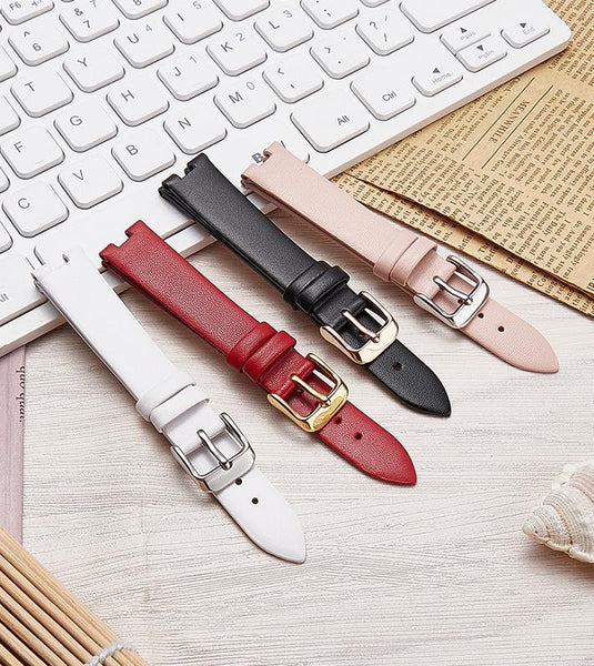 TAOYOUJI Leather Watch Bands and Straps for Women, Young Girls, 14mm-16mm, Black, White, Red, Pink
