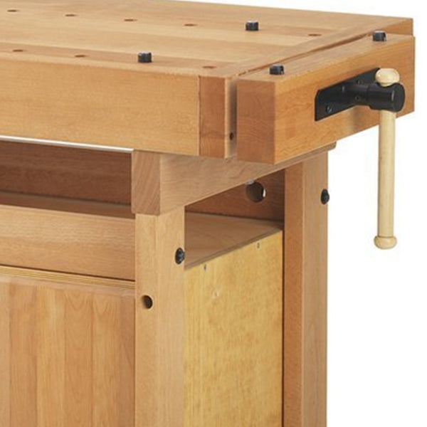 HXCFYP Wood Workbench and Cabinet - 57 7/8in.W x 27 15/16in.D x 35 7/16in.H