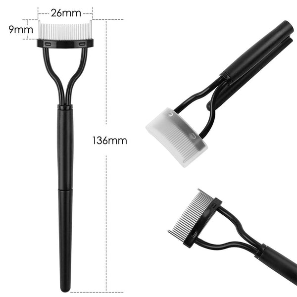 JODIOUI 3Pcs Duo Eyebrow Brush and Spoolie & Eyelash Comb Curlers & Steel Brow Brush Comb Makeup Grooming Tool