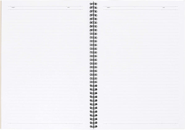 HIONIXO Back to School Designer Collection - A4 Spiral Notebook Kraft, 120 Printed Lined Pages, Soft Paper Cover, Spiral Binding, Measures 8.35" L x 11.69" W x 0.28" H