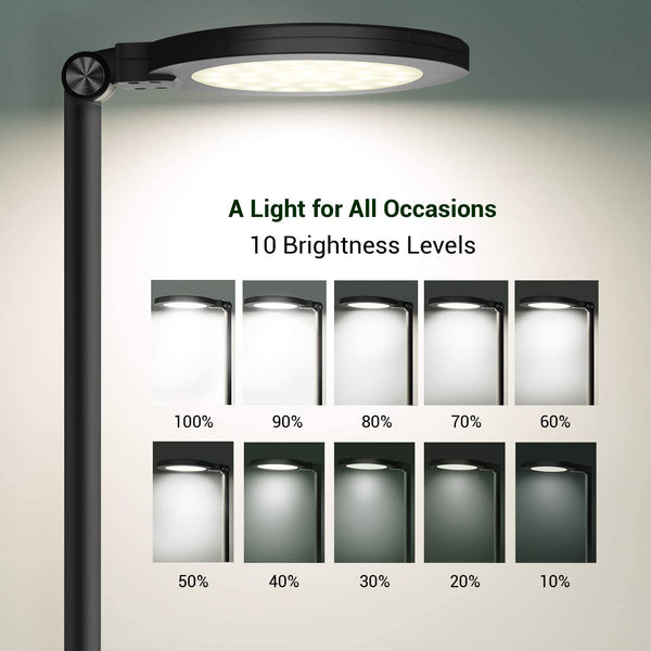 SOEPKENP LED Desk Lamp, Eye-Caring Desk Light,Home Office Lamp,Adjustable Table Lamps with 10 Brightness Levels and 5 Lighting Modes,Touch-Sensitive Control,Blue Light Filter,10W Reading Lamp,Black
