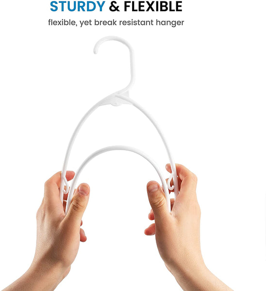 Micuul White Standard Plastic Hangers (50 Pack) Durable Tubular Shirt Hanger Ideal for Laundry & Everyday Use, Slim & Space Saving, Heavy Duty Clothes Hanger for Coats, Pants, Dress, Etc. Hangs up to 5.5 lbs