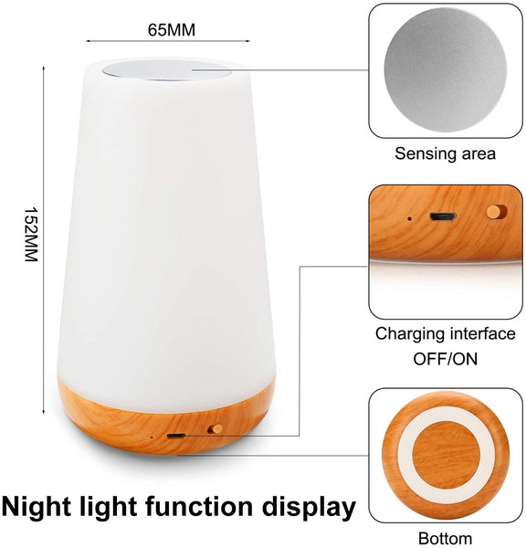AJNXKB Table lamp, Touch Sensor Bedside lamp + dimmable Warm White Light, can be Used in Children's Bedroom Living Room Office Corridor Basement (Beige)