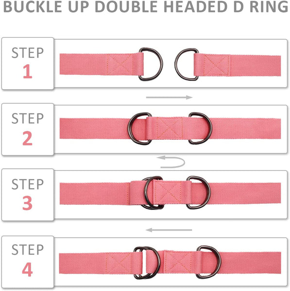 OunkuFAMIKO 8 FEET Combined 2 IN 1 Yoga Mat Strap and Yoga Strap for Stretching, 100% Cotton Yoga Stretch Training Bands with 4 Metal D-Ring Buckles for Carrying Yoga Mat and Yoga, Pilates, Fitness