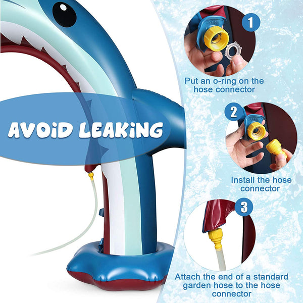 IOXQP Upgraded Giant Shark Sprinkler for Kids Inflatable Water Toys Summer Outdoor Play Sprinkler for Boys Girls Children