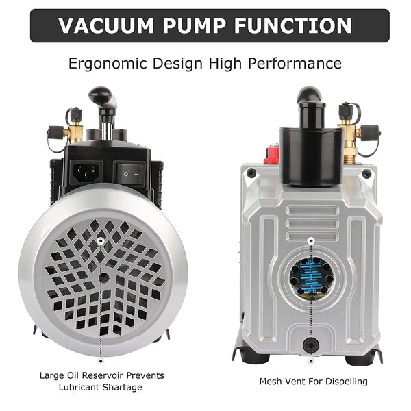 Zanlis Vacuum Pump Refrigerant Conditioning Rotary Vane 110V Air Tool Degassing 60Hz Durable and Reliable Deep Pump Manifold Gauge Wine Degassing or Epoxy Air Tool