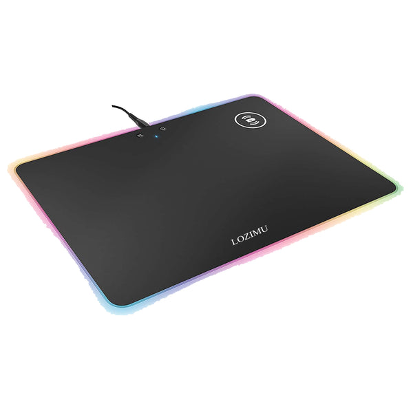 LOZIMU Gaming Mouse Pad Non-Slip Rubber Base Mouse Mat Adjustable Brightness and Wireless Charging for Laptop Computer PC Games (13.9 x 10 inch)