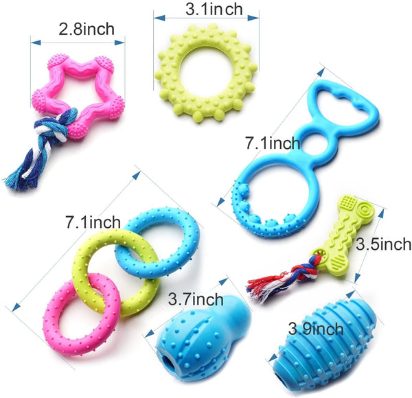 GARSIKA 17 Packs Durable Pet Puppy Dog Chew Toys Set Puppy Teething Ball Toys Puppy Rope Dog Tug Toy Safety Design