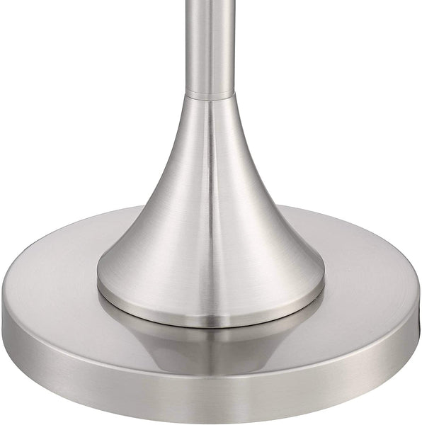 Candice Modern Contemporary Tall Standing Floor Lamp Brushed Nickel Dual Silver Organza White Linen Fabric Drum Shade Decor for Living Room Reading House Bedroom Home Office - HONGCHANG