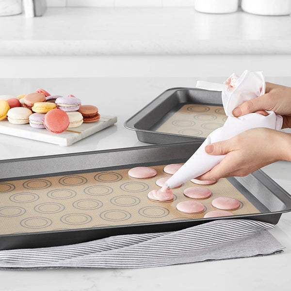 OTVOSIE Silicone, Non-Stick, Food Safe Baking Mat, Macaron - Pack of 2